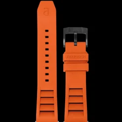 Herren Orange Kautschuk FKM 22 MM Armband Schwarz Verschluss