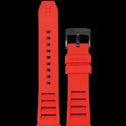 Herren Rot Kautschuk FKM 22 MM Armband Schwarz Verschluss