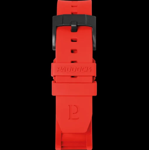Herren Rot Kautschuk FKM 22 MM Armband Schwarz Verschluss