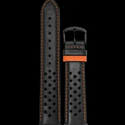 Herren Schwarz Leder 22 MM Armband Schwarz Verschluss