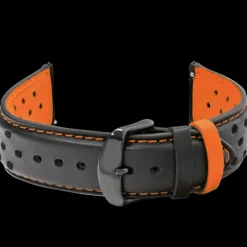 Herren Schwarz Leder 22 MM Armband Schwarz Verschluss