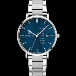 Herren Set DATA Blau Zifferblatt Braun Leder 20 MM Armband