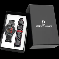 Herren Set PADDOCK Schwarz Zifferblatt Schwarz Milanaise Armband