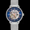 Herren Uhr AUTOMATIC Blau Zifferblatt Silber Milanaise Armband