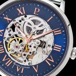 Herren Uhr AUTOMATIC Blau Zifferblatt Silber Milanaise Armband