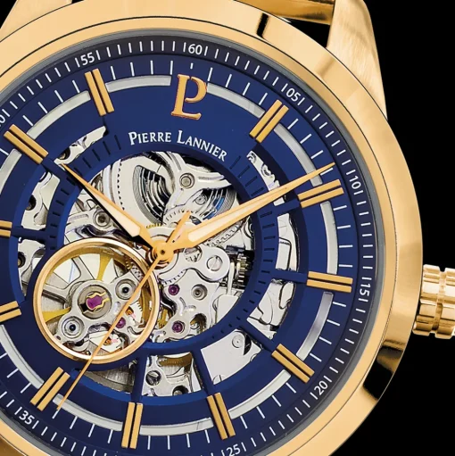 Herren Uhr AUTOMATIC Blau Zifferblatt Gold Milanaise Armband