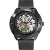 Herren Uhr AUTOMATIC Grau Zifferblatt Schwarz Milanaise Armband