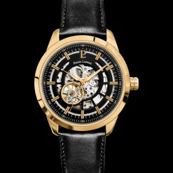 Herren Uhr AUTOMATIC Schwarz Zifferblatt Schwarz Leder Armband