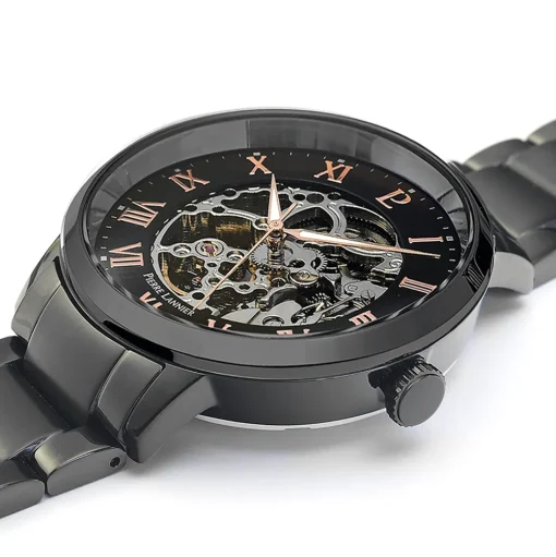 Herren Uhr AUTOMATIC Schwarz Zifferblatt Schwarz Edelstahl Armband