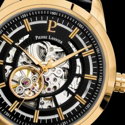 Herren Uhr AUTOMATIC Schwarz Zifferblatt Schwarz Leder Armband