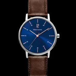 Herren Uhr CITYLINE Blau Zifferblatt Braun Leder Armband