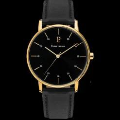 Herren Uhr CITYLINE Schwarz Zifferblatt Schwarz Leder Armband