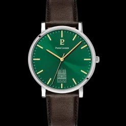Herren Uhr COEUR BATTANT Grün Zifferblatt Braun Leder 20 MM Armband
