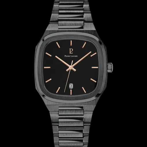 Herren Uhr CONTRASTE Schwarz Zifferblatt   Armband