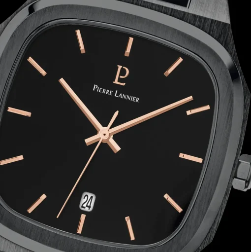 Herren Uhr CONTRASTE Schwarz Zifferblatt   Armband