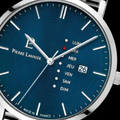Herren Uhr DATA Blau Zifferblatt Silber Edelstahl Armband