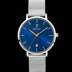 Herren Uhr ECHO Blau Zifferblatt Silber Milanaise Armband