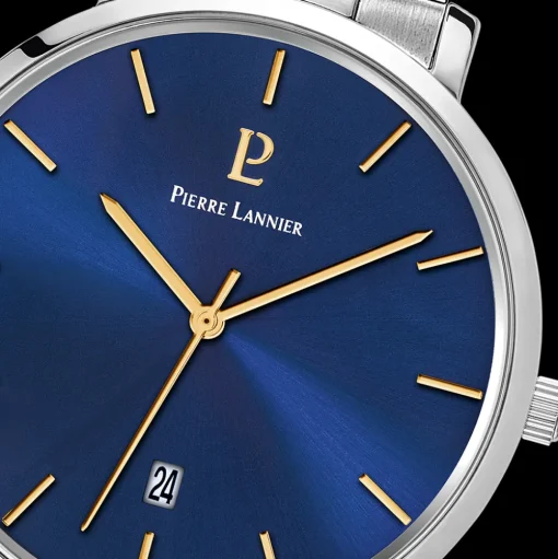 Herren Uhr ECHO Blau Zifferblatt Silber Edelstahl Armband