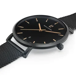 Herren Uhr ECHO Schwarz Zifferblatt Schwarz Milanaise Armband