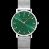 Herren Uhr ESSENTIAL Grün Zifferblatt Silber Milanaise 20 MM Armband