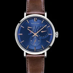 Herren Uhr EVIDENCE Blau Zifferblatt Braun Leder Armband