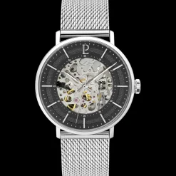 Herren Uhr GAIUS Schwarz Zifferblatt Silber Milanaise Armband