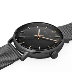 Herren Uhr GAIUS Schwarz Zifferblatt Schwarz Milanaise Armban