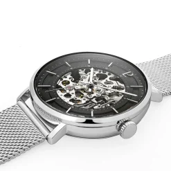Herren Uhr GAIUS Schwarz Zifferblatt Silber Milanaise Armband