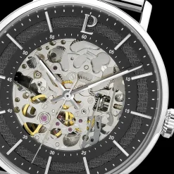 Herren Uhr GAIUS Schwarz Zifferblatt Silber Milanaise Armband