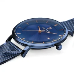 Herren Uhr INTI Blau Zifferblatt Blau Milanaise Armban