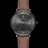 Herren Uhr INTI Schwarz Zifferblatt Braun Leder Armban