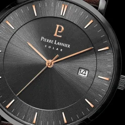 Herren Uhr INTI Schwarz Zifferblatt Braun Leder Armban