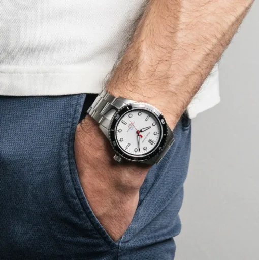Herren Uhr INTI Weiß Zifferblatt Weiß Edelstahl 22 MM Armband