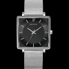 Herren Uhr LECARÉ Schwarz Zifferblatt Silber Milanaise Armband