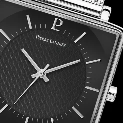 Herren Uhr LECARÉ Schwarz Zifferblatt Silber Milanaise Armband