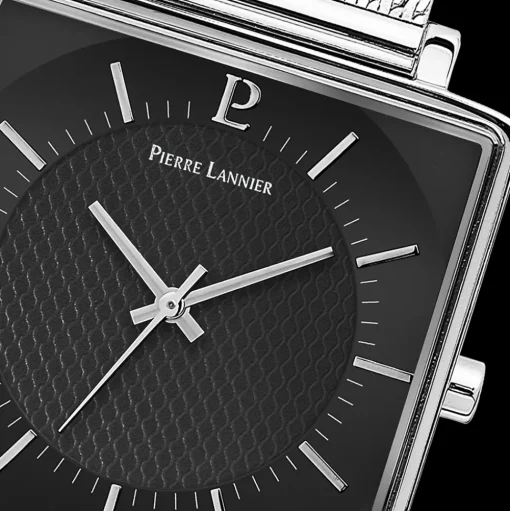 Herren Uhr LECARÉ Schwarz Zifferblatt Silber Milanaise Armband