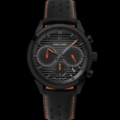 Herren Uhr MONARCK Grau Zifferblatt Schwarz Leder 22 MM Armband