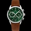 Herren Uhr MONARCK Grün Zifferblatt Braun Leder 22 MM Armband