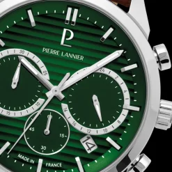 Herren Uhr MONARCK Grün Zifferblatt Braun Leder 22 MM Armband