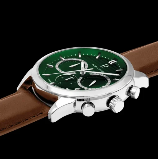 Herren Uhr MONARCK Grün Zifferblatt Braun Leder 22 MM Armband