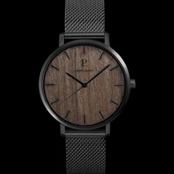 Herren Uhr NATURE Braun Zifferblatt Schwarz Milanaise Armband