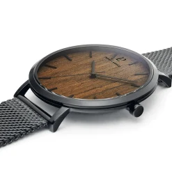 Herren Uhr NATURE Braun Zifferblatt Schwarz Milanaise Armband