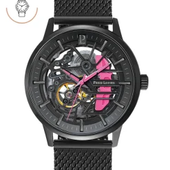 Herren Uhr PADDOCK Schwarz Zifferblatt Schwarz Milanaise Armband