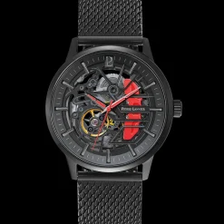 Herren Uhr PADDOCK Schwarz Zifferblatt Schwarz Milanaise Armband