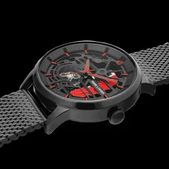 Herren Uhr PADDOCK Schwarz Zifferblatt Schwarz Milanaise 22 MM Armband