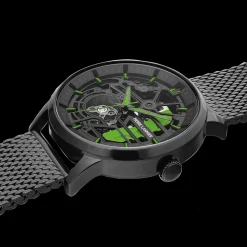 Herren Uhr PADDOCK Schwarz Zifferblatt Schwarz Milanaise 22 MM Armband